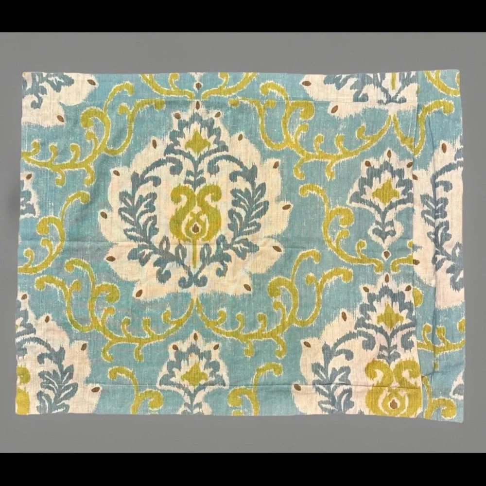 POTTERY BARN Pillow Shams Set of 2 Standard Size Joyce Ikat Cotton Linen Cases